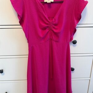 Elegant Fuchsia Ruched Dress
